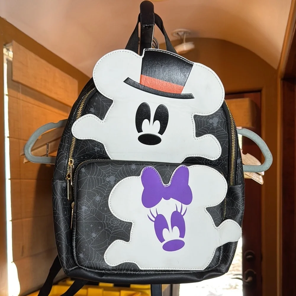 NWT Disney x Bioworld Halloween Glow in Dark Mickey Minnie Ghost Mini Backpack